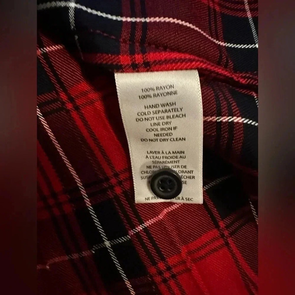 NWT Beachlunchlounge red black plaid oversized button up size XL - Picture 7 of 7